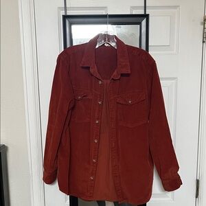 Roxy Women's Casual Corduroy Button-Down Shirt in Rust